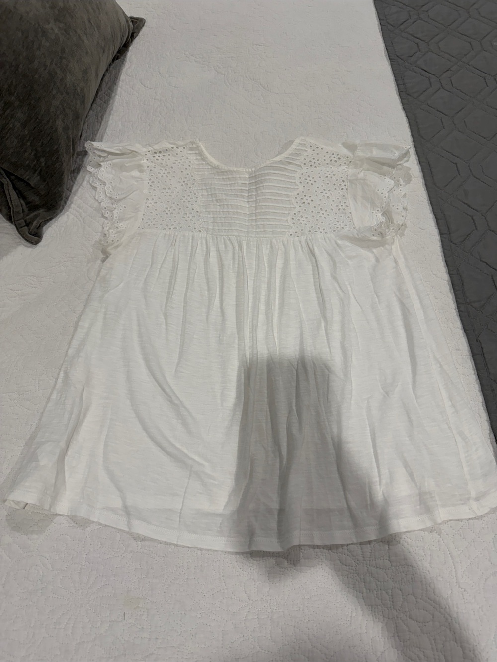 LOFT White Eyelet Flutter Sleeve Blouse